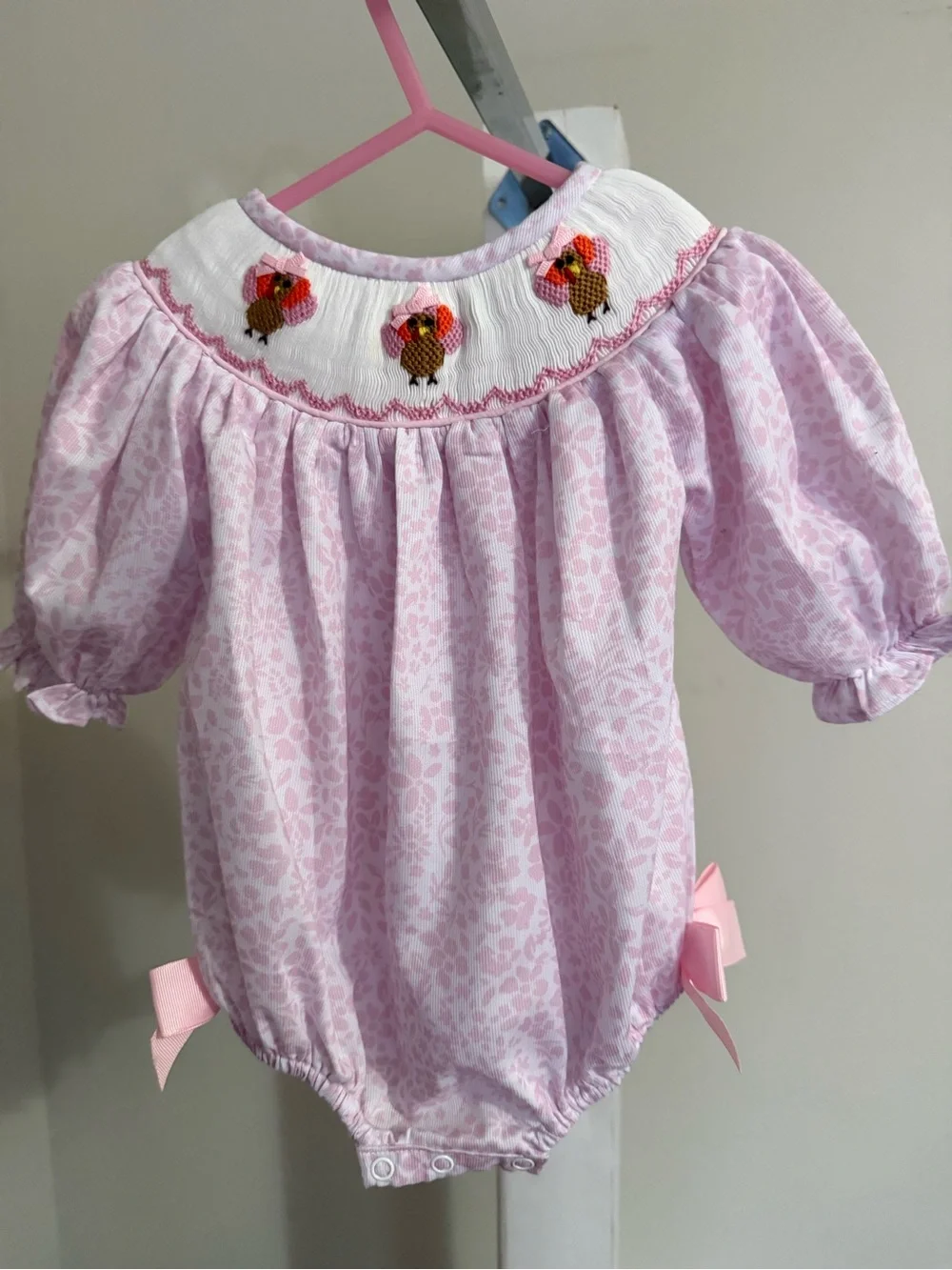 Newborn Southern Smocking Co Smocked Thanksgiving Bubble Romper